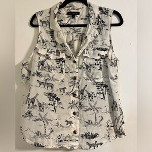 Banana Republic Black and White Safari Print Blouse